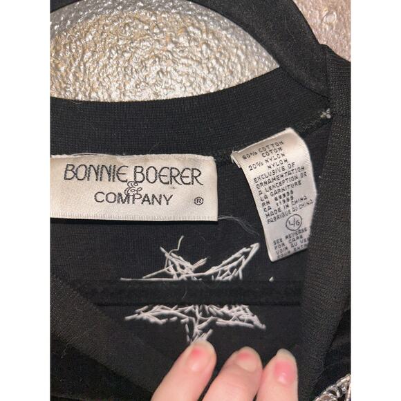 Bonnie Boerer & Co Vintage Velvet Sweatshirt Derby Cocoanut Grove Sequin Beaded - Picture 12 of 14